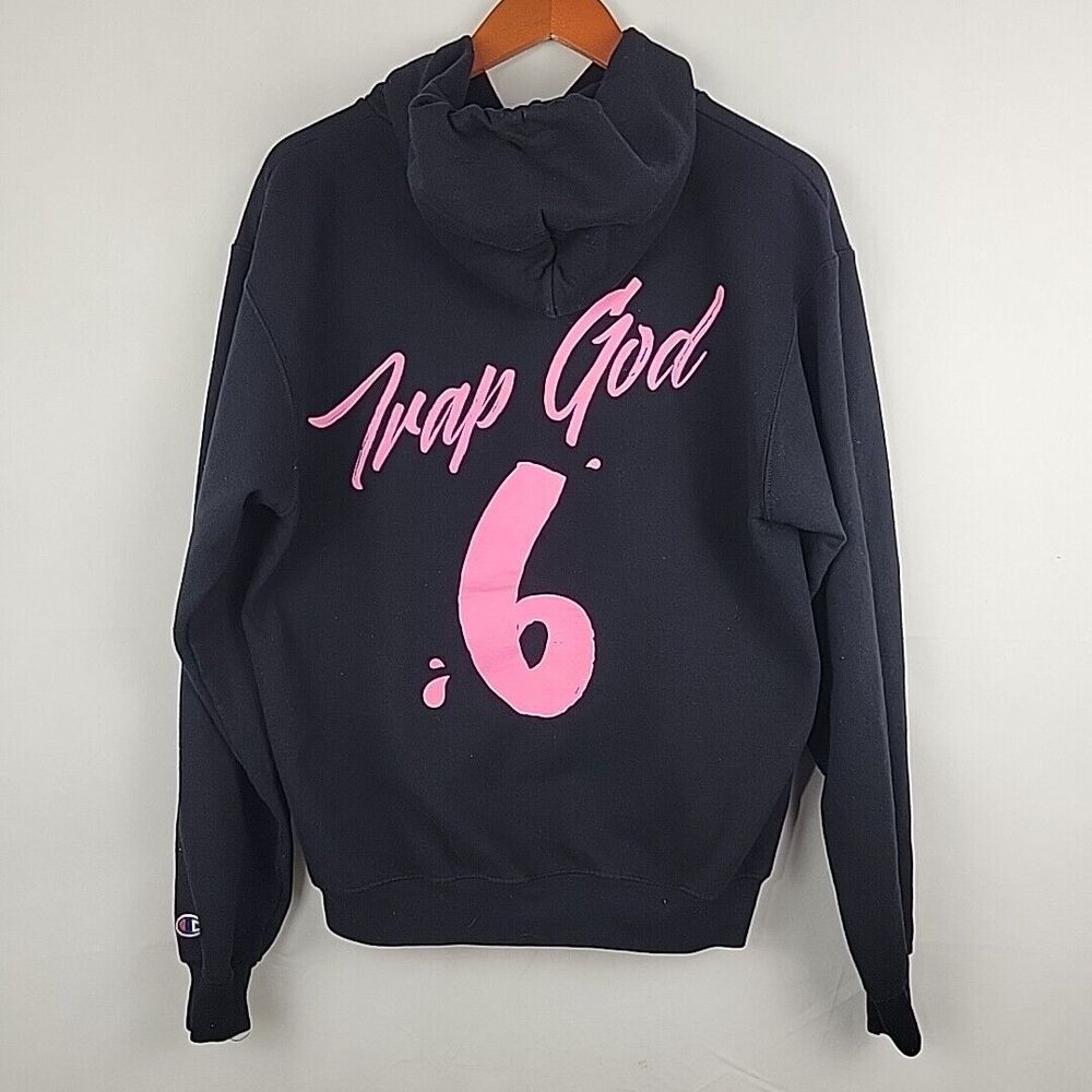 Gucci Mane Trap God Champion Hoodie Medium Black Concert Tour Merch Tee Rapper